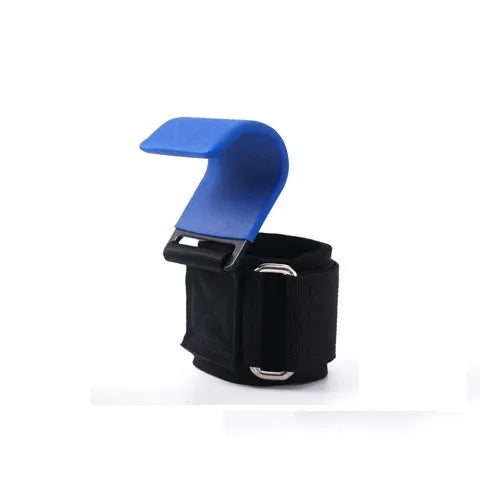 Pull-up grip hook training aid with coated steel hook and rubber nylon buckle, 37.5cm by 8cm, in assorted colours