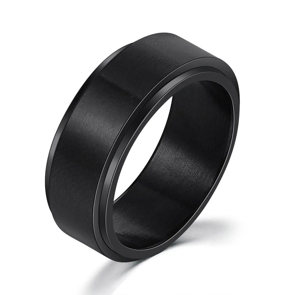 Titanium steel hip hop ring in blue or rose gold, polished metal band, sizes 7 to 11, 7g