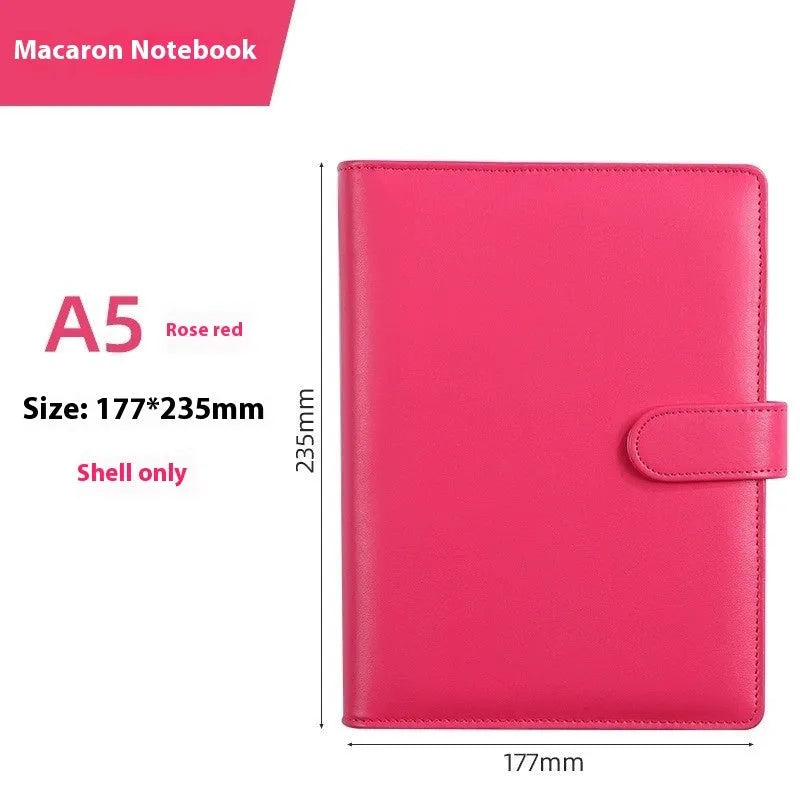 Solid colour A5 notebook shell in various colours showing PU leather texture and zipper closure