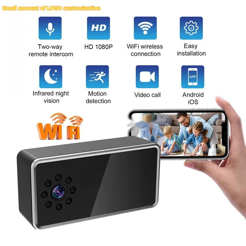 Wireless HD surveillance camera measuring 11.8cm with night vision and alarm detection functions