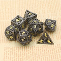 Seven-piece hollow pure copper electroplated dice set for DND and tabletop games in multi-colour options