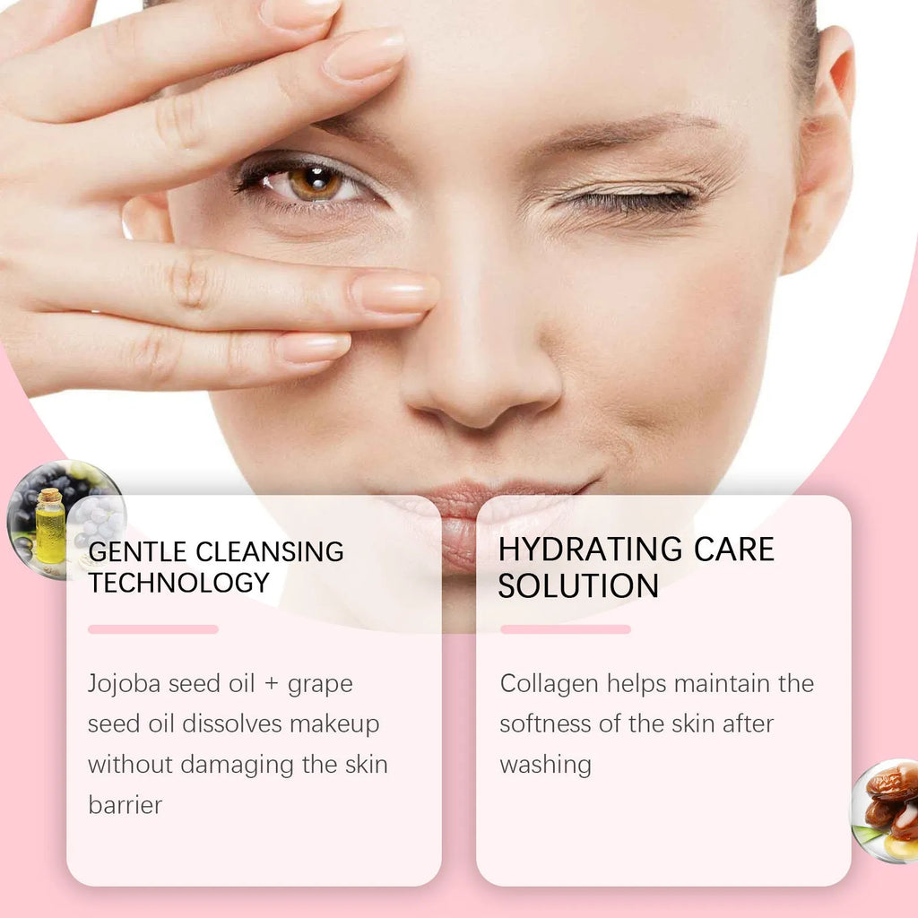 Collagen cleansing oil daily mild makeup remover 100ml bottle with jojoba and grape seed oils