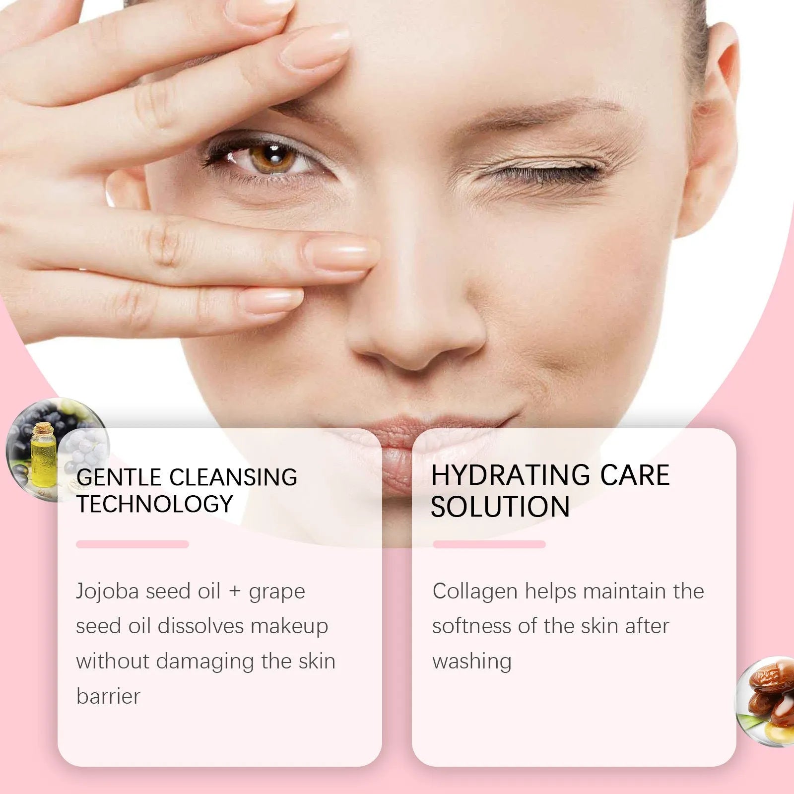 Collagen cleansing oil daily mild makeup remover 100ml bottle with jojoba and grape seed oils
