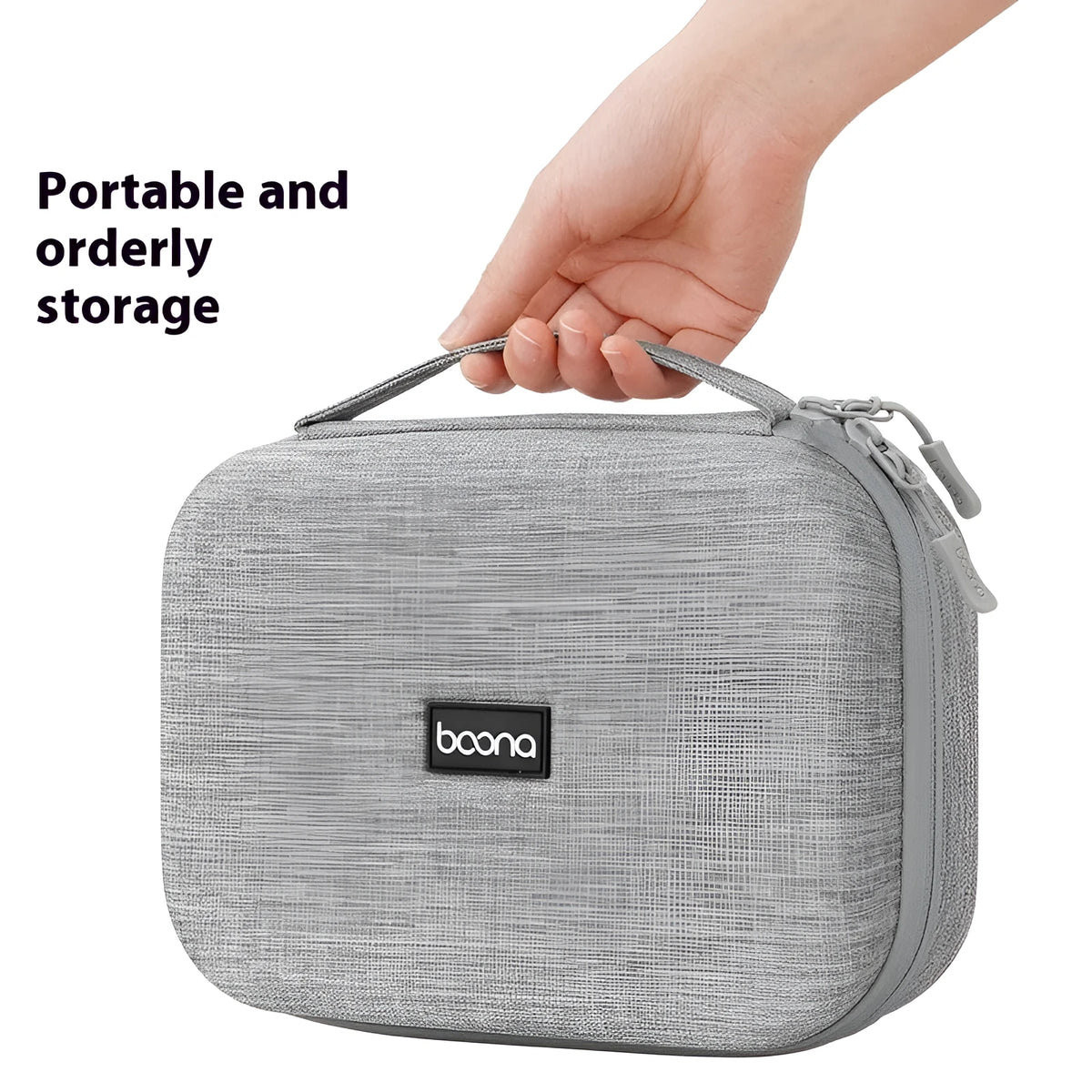 Multifunctional EVA digital storage bag in grey or black for data cables, headsets, and chargers, 3kg load
