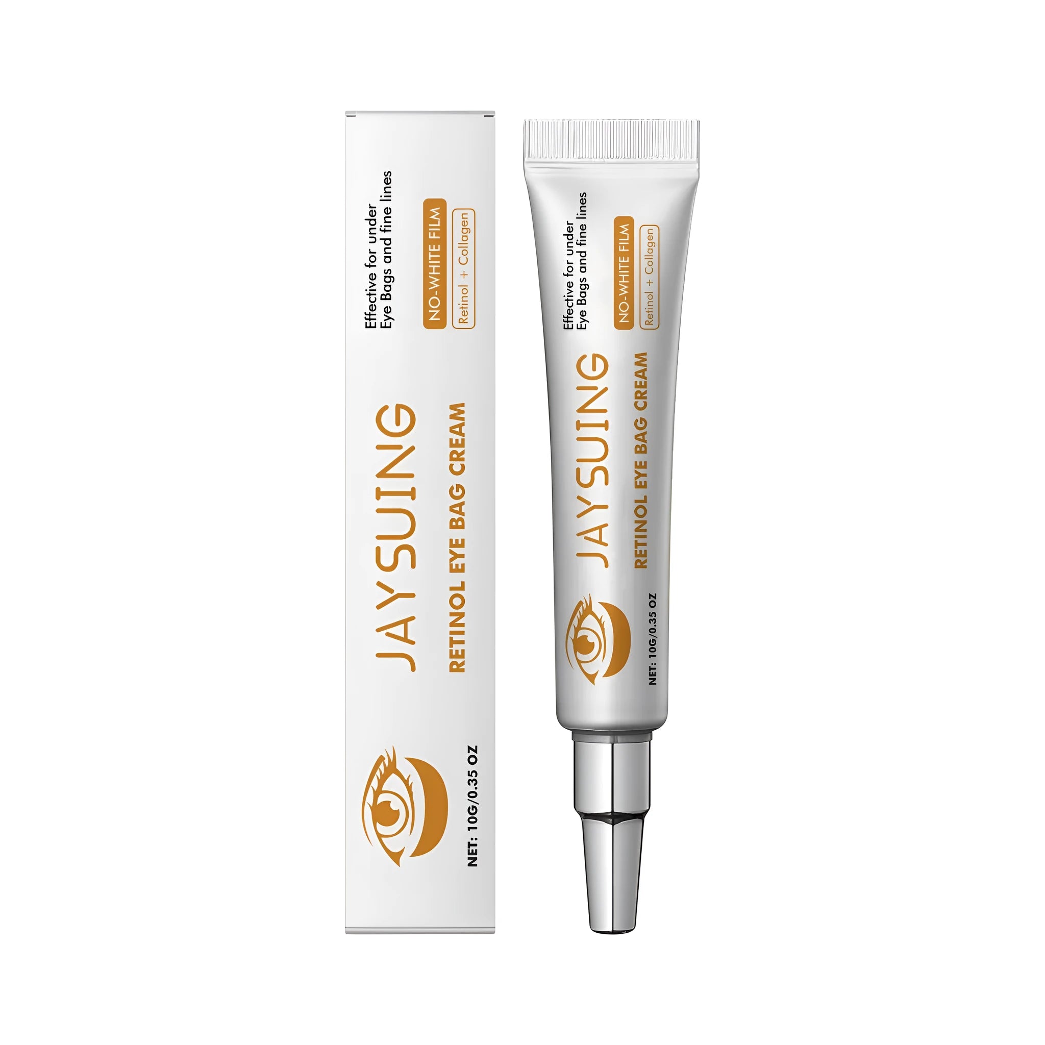 10g retinol anti-ageing eye cream tube with 0.1% retinol, hyaluronic acid, and collagen for fine lines