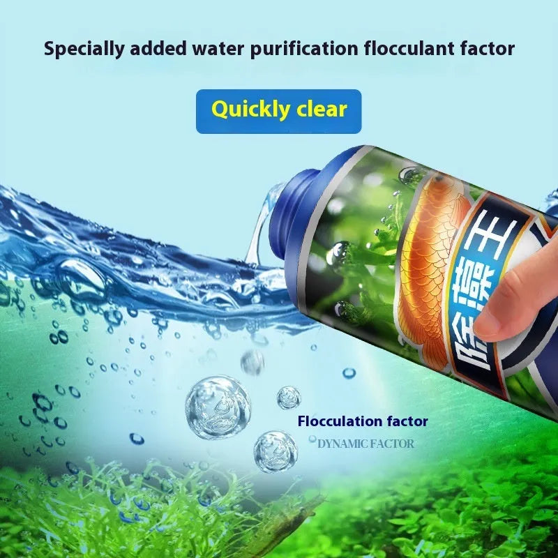 Ecological algae removal agent bottle for freshwater aquariums and fish ponds in three size options