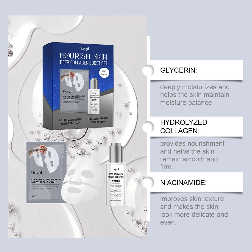 Collagen moisturising face mask and 30ml essence bottle set for skincare