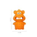 Green and yellow natural rubber squeaky dog toy for aggressive chewers with 30% thicker construction