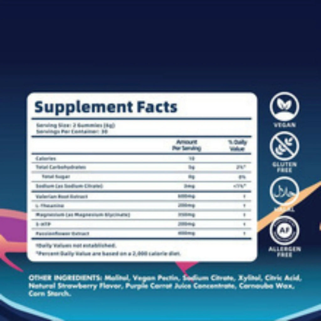 60 melatonin gummy capsules in sealed container for room temperature storage