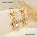 Gold-coloured stainless steel women's earrings with butterfly and flower geometric design