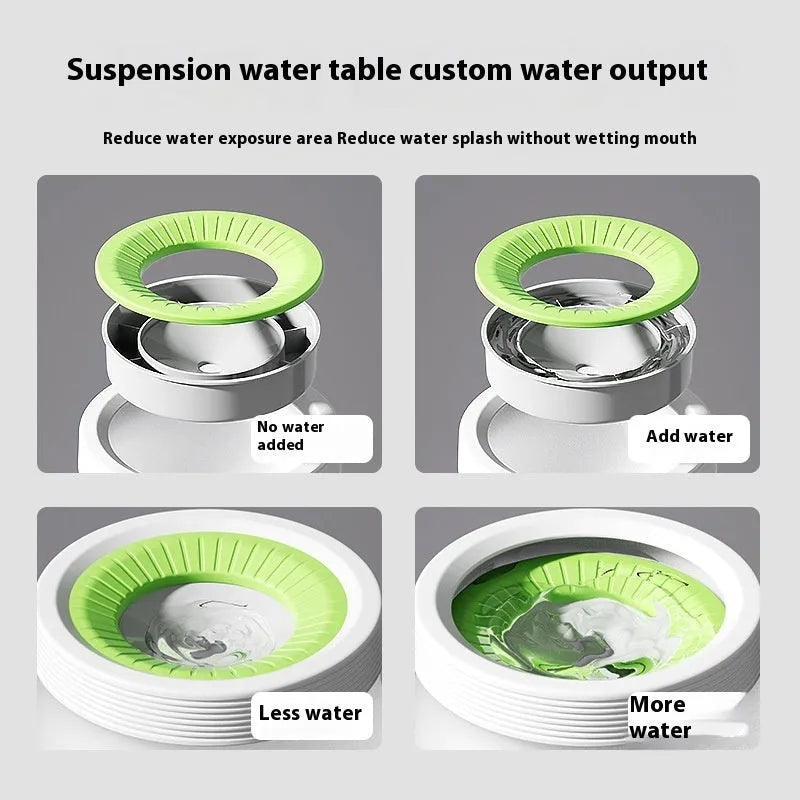 Green suspension pet bowl with non-wet mouth design for dogs and cats