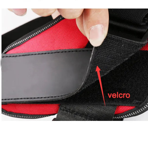 Adjustable nylon dog harness vest with reflective strips and a handle in a selection of colours.
