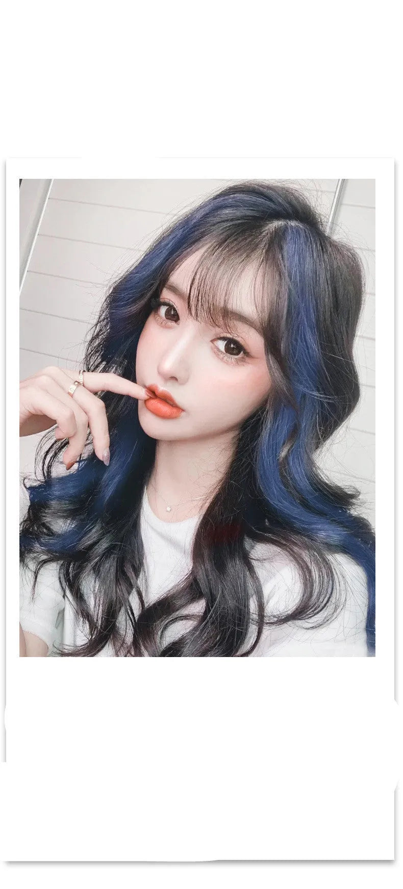 Gradient female long curly hair wig patch in Aurora Purple colour, showing 60cm length and mixed silk material