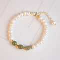 Diamond-shaped freshwater pearl bracelet in Hetian jade colour with Korean style design and adjustable clasp