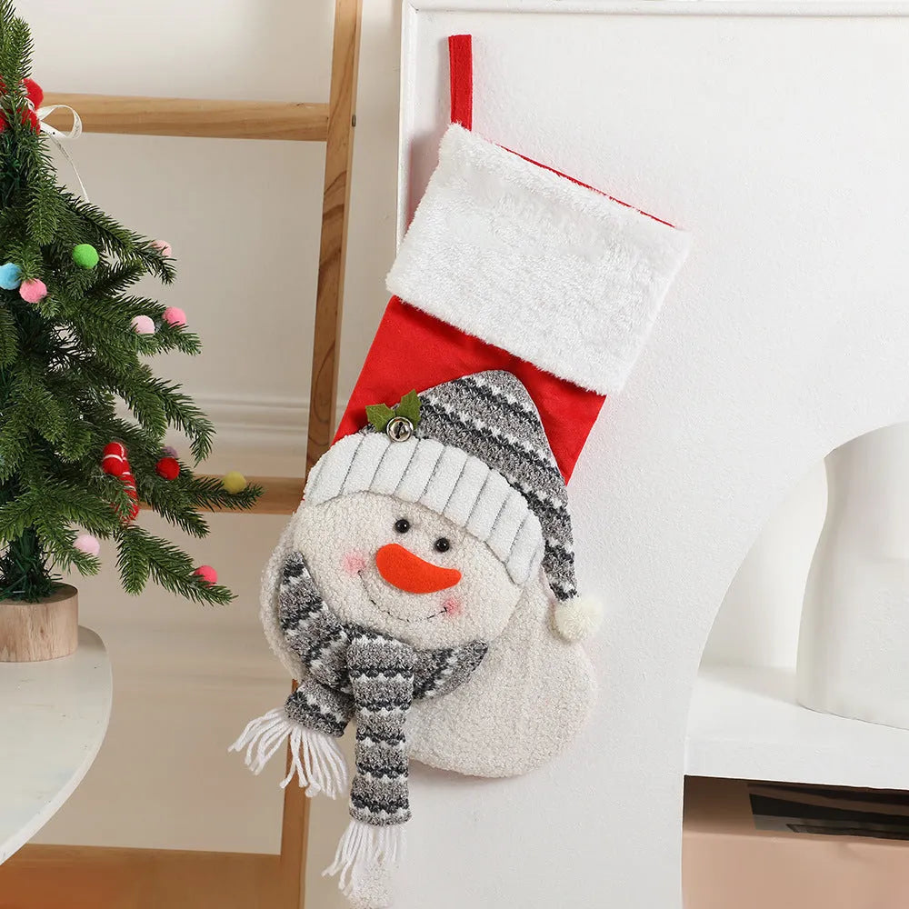 Cartoon Santa Claus cloth gift bag, 43cm x 27cm, in Fox, Penguin or Raccoon design with pendant.