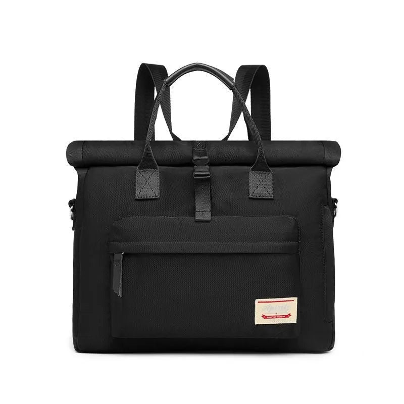 Shockproof anti-drop laptop bag in waterproof nylon showing beige grey, cherry blossom pink, and starry black colour options
