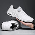 Low-top casual shoes in black with mesh upper, composite sole, and lace-up front closure on a neutral background