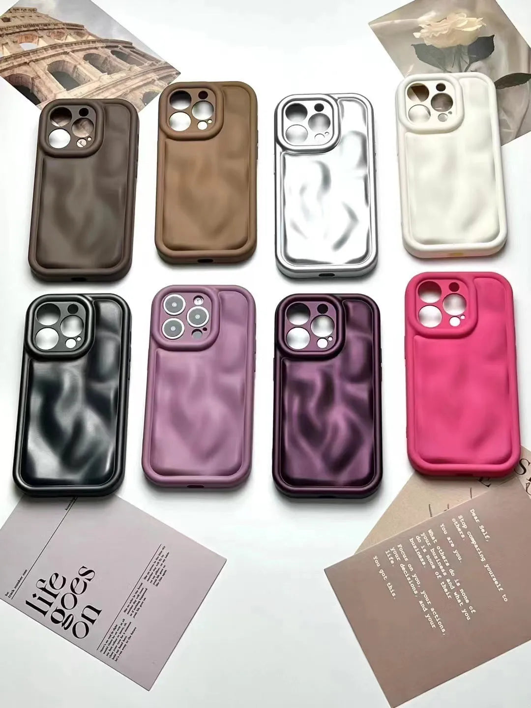 Frosted meteorite pattern iPhone case in black, soft rubber, three-dimensional drop protection cover
