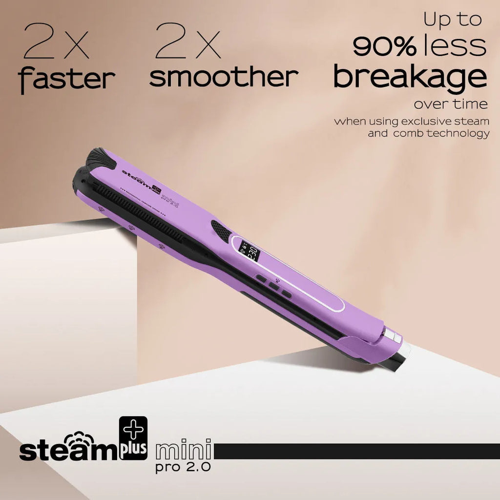 Mini steam splint spray hair straightener in champagne colour with ceramic plates and steam function
