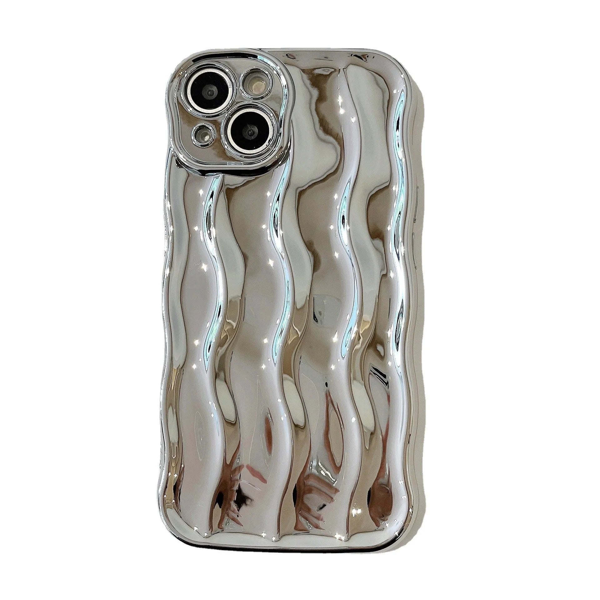 Electroplating wave stripe iPhone case showing textured back pattern and colour options including silver, purple, and black finishes