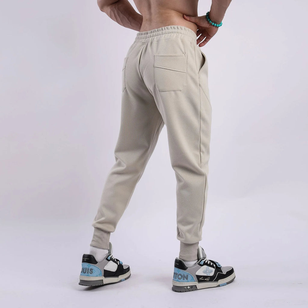 Men's ankle-tied casual trousers with drawstring waist in black colour option