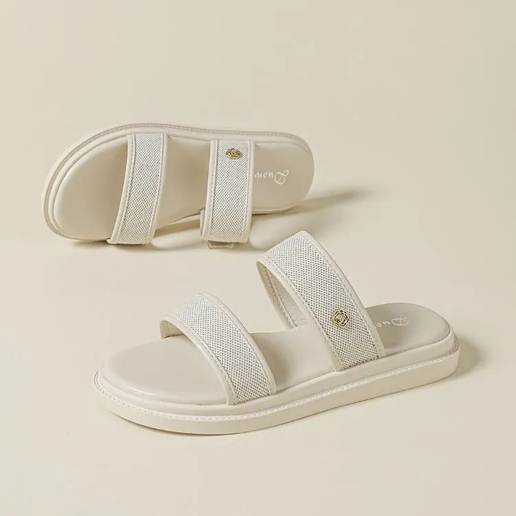 Women's vintage flip-flops in brown or black with artificial PU upper and soft bottom, sizes 35-41