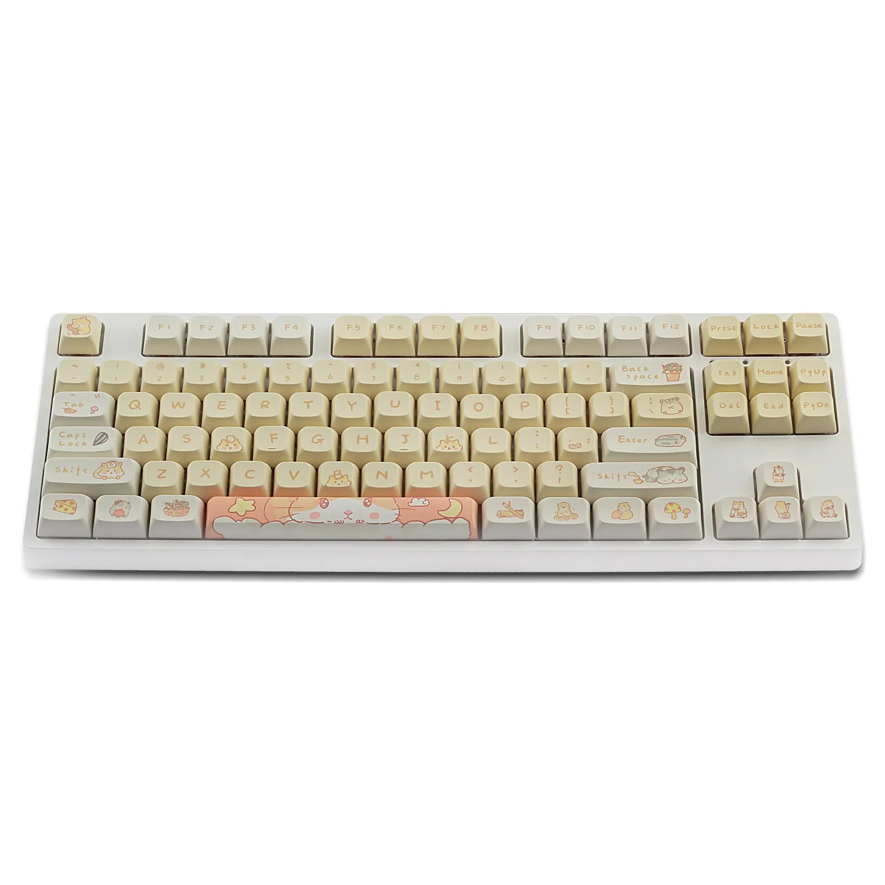 Custard-themed XDA profile keycap set for mechanical keyboards in grey and yellow colours