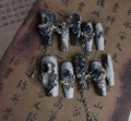 Heavy Industry Blue Beauty Evening Manicure with ornate rose pattern in V04 night blue colour for ladies