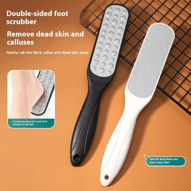 Stainless steel foot grinder with double-sided sandpaper surfaces for foot callus removal