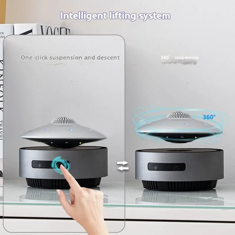 Automatic lifting magnetic levitation Bluetooth speaker in automatic lifting audio colour.