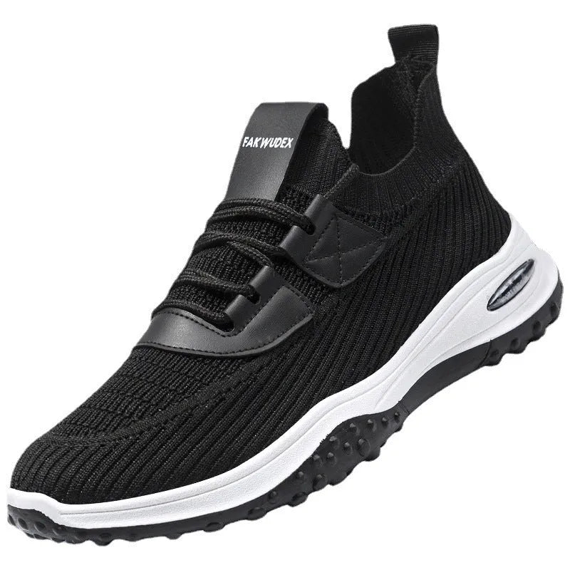 Flyknit low-top casual running shoes in black with mesh lining and flat heel design