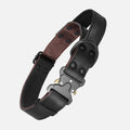 Leather dog bandana collar and pulling rope set in black and brown colour options with Christmas gift box