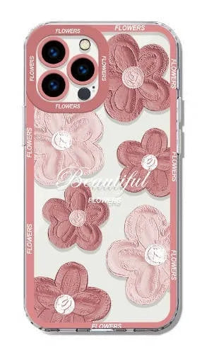 Transparent silicone phone case with oil painting flowers design and all-inclusive fall protection for Apple iPhone models