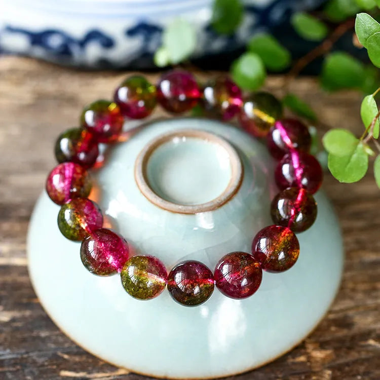 Handmade watermelon crystal bracelet with pastoral design elements in casual style