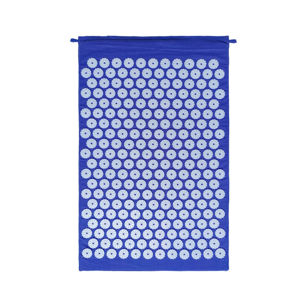 Acupuncture massage mat and headrest set, 68x42x2cm cushion, 38x15x10cm headrest, PP sponge, black and blue