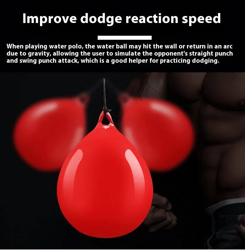 Red water-filled boxing ball with hook rope for martial arts training