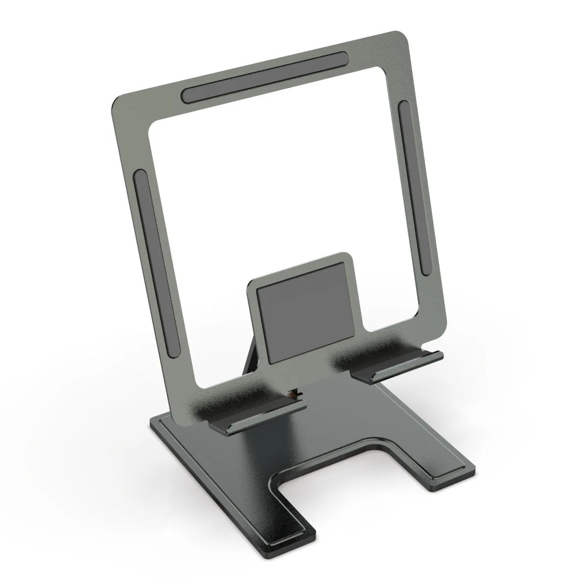 Foldable rotating alloy laptop stand bracket for notebooks, flat desktop multi-angle riser in black or silver
