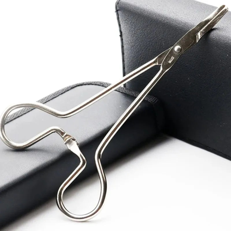 Silver stainless steel pet grooming tweezers with curved tip for ear hair removal and cleaning