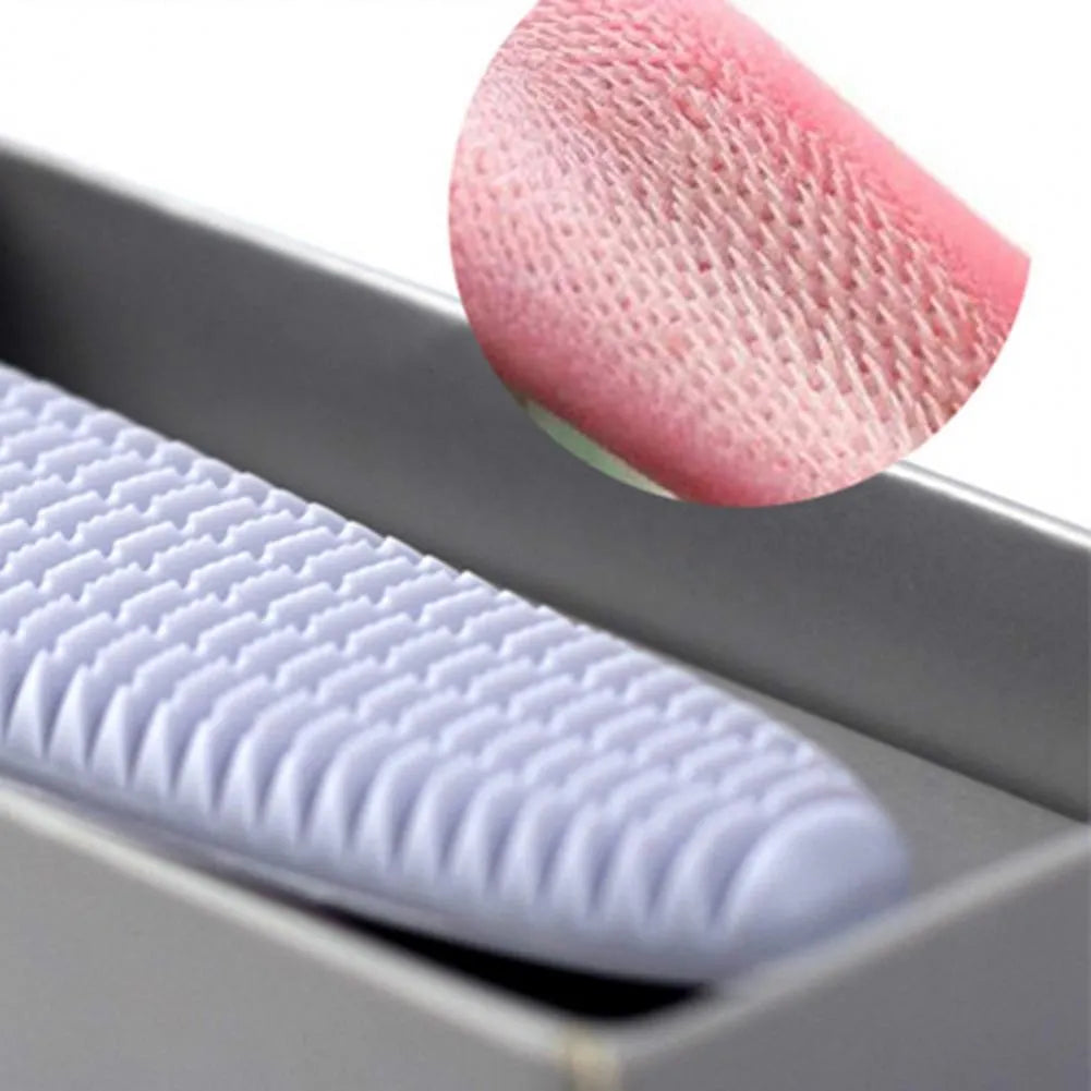 Grey and pink ABS cat grooming comb with tongue massager design and dual-width ends for pet hair removal