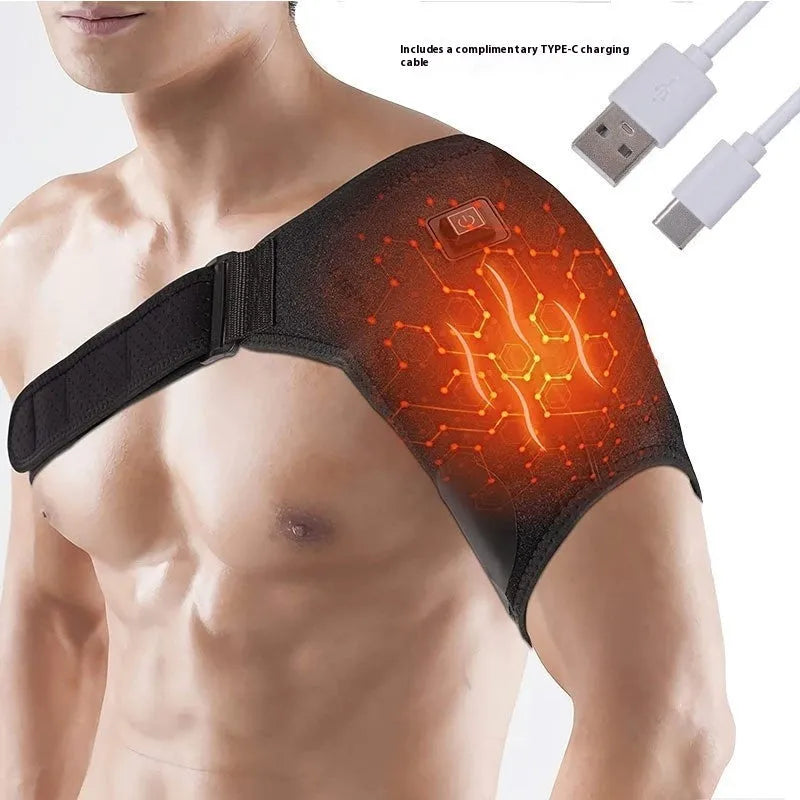 Electric heating USB shoulder pad showing padded design and USB connection for adjustable warmth