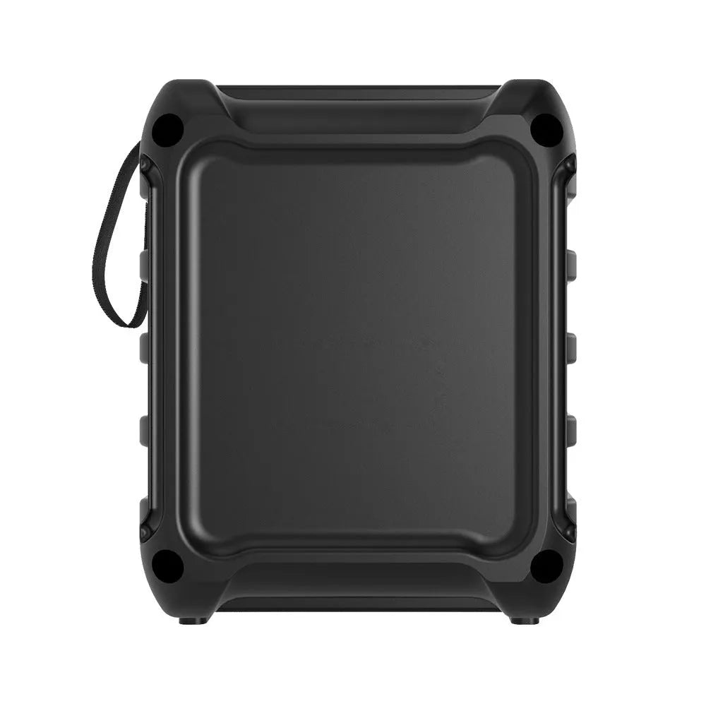 Portable Bluetooth speaker with USB charging cable, compact 110x87x137mm design for desktop and outdoor audio