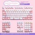 Sweet Cotton Candy key cap set for mechanical keyboards with 112 or 120 key options, dimensions 23cm x 19cm x 3cm