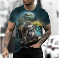 Men's retro 3D animal print short-sleeved T-shirt in Bird Eye cloth, sizes XXS to 6XL, digital printing detail