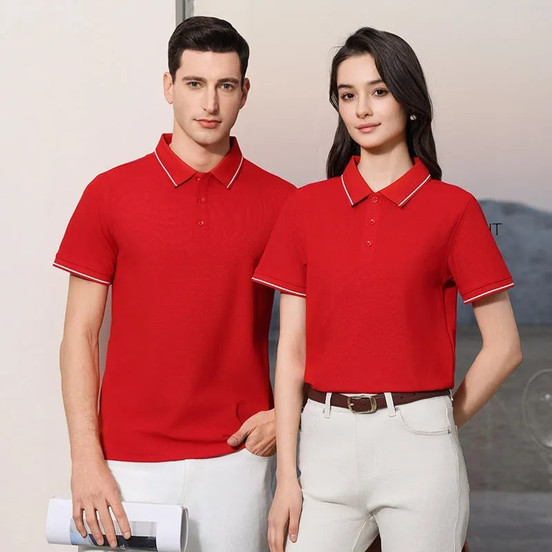 Men's antibacterial ice-sensitive lapel polo shirt in slim fit with short sleeves showing colour options