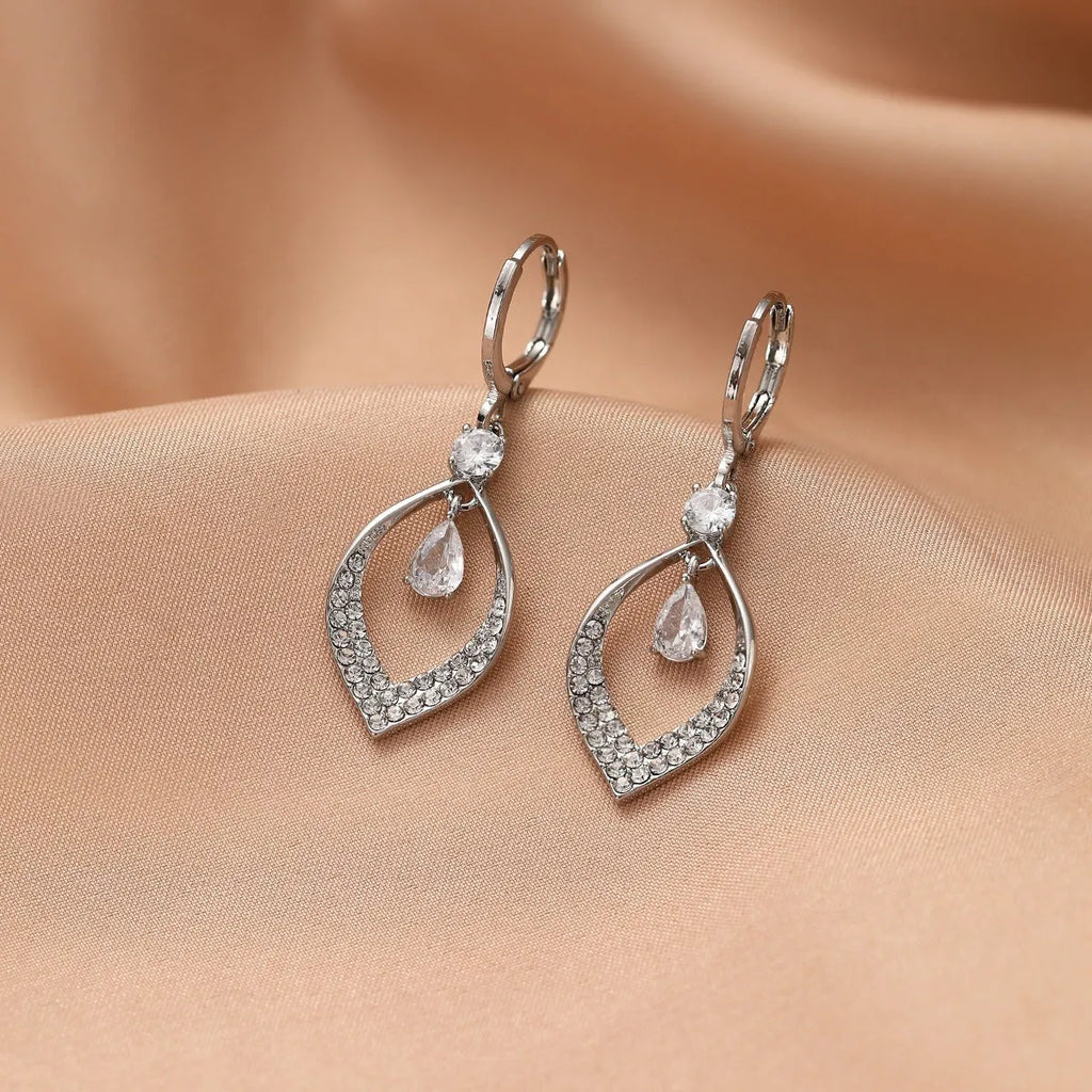 Teardrop zircon tassel earrings in copper with gold or silver colour-retaining ear buckles