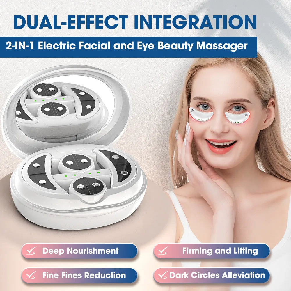 White red light EMS wireless eye and facial massager for dark circle reduction and relaxation