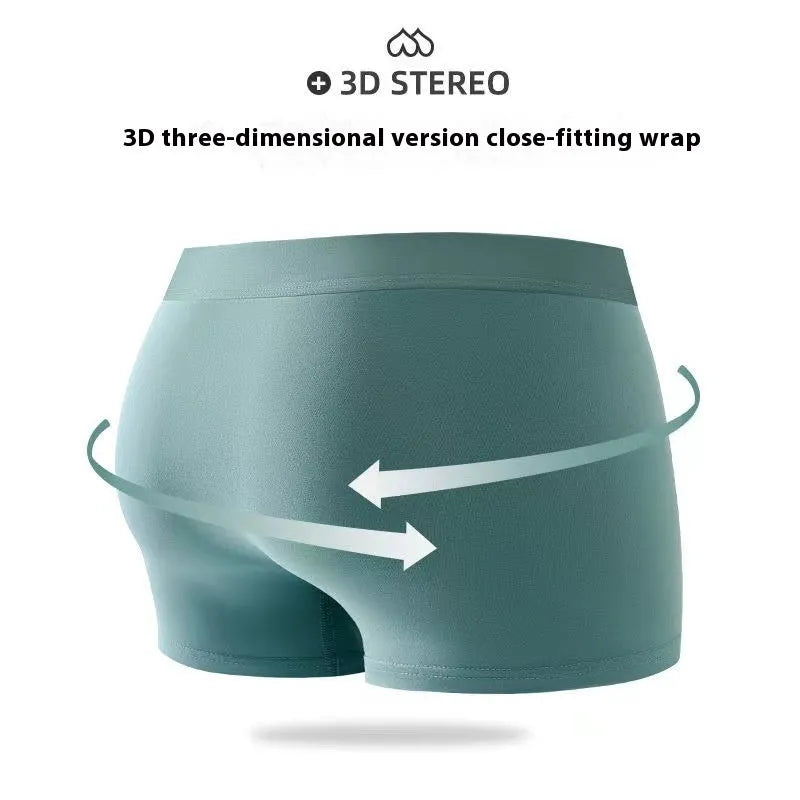 Men's massage particle underwear in solid colours with mid waist design and breathable milk silk fabric