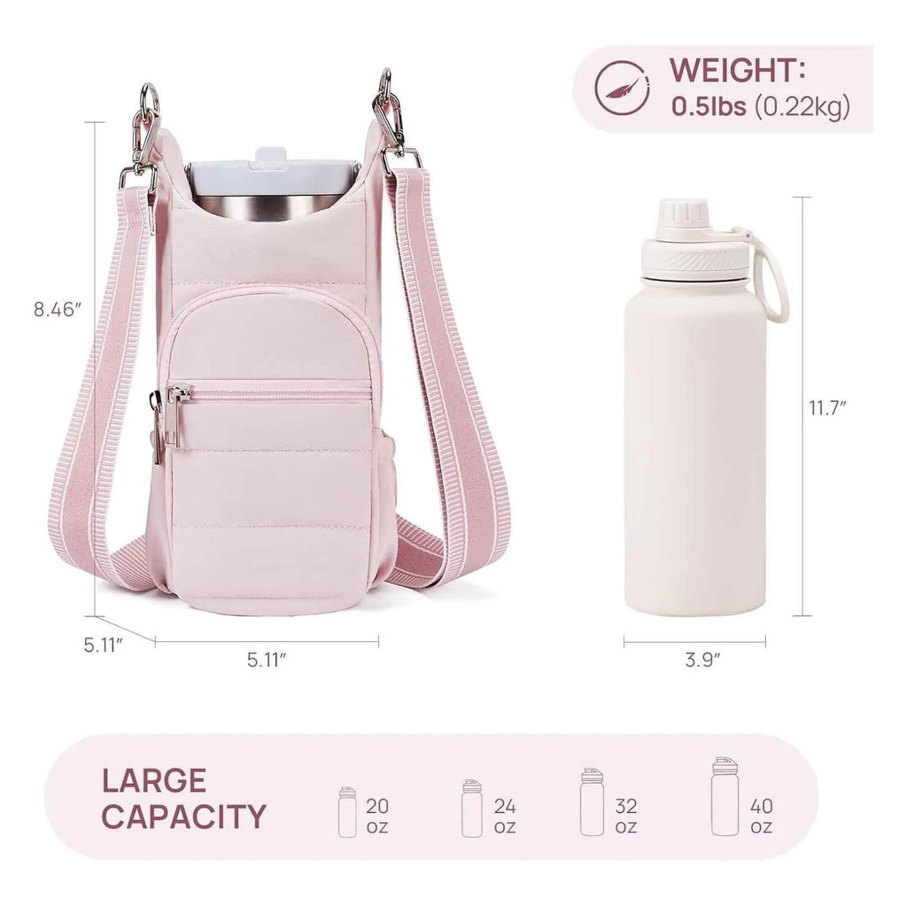 Cloth bicycle water bottle bag in modern simplicity design available in black, pink and beige colours