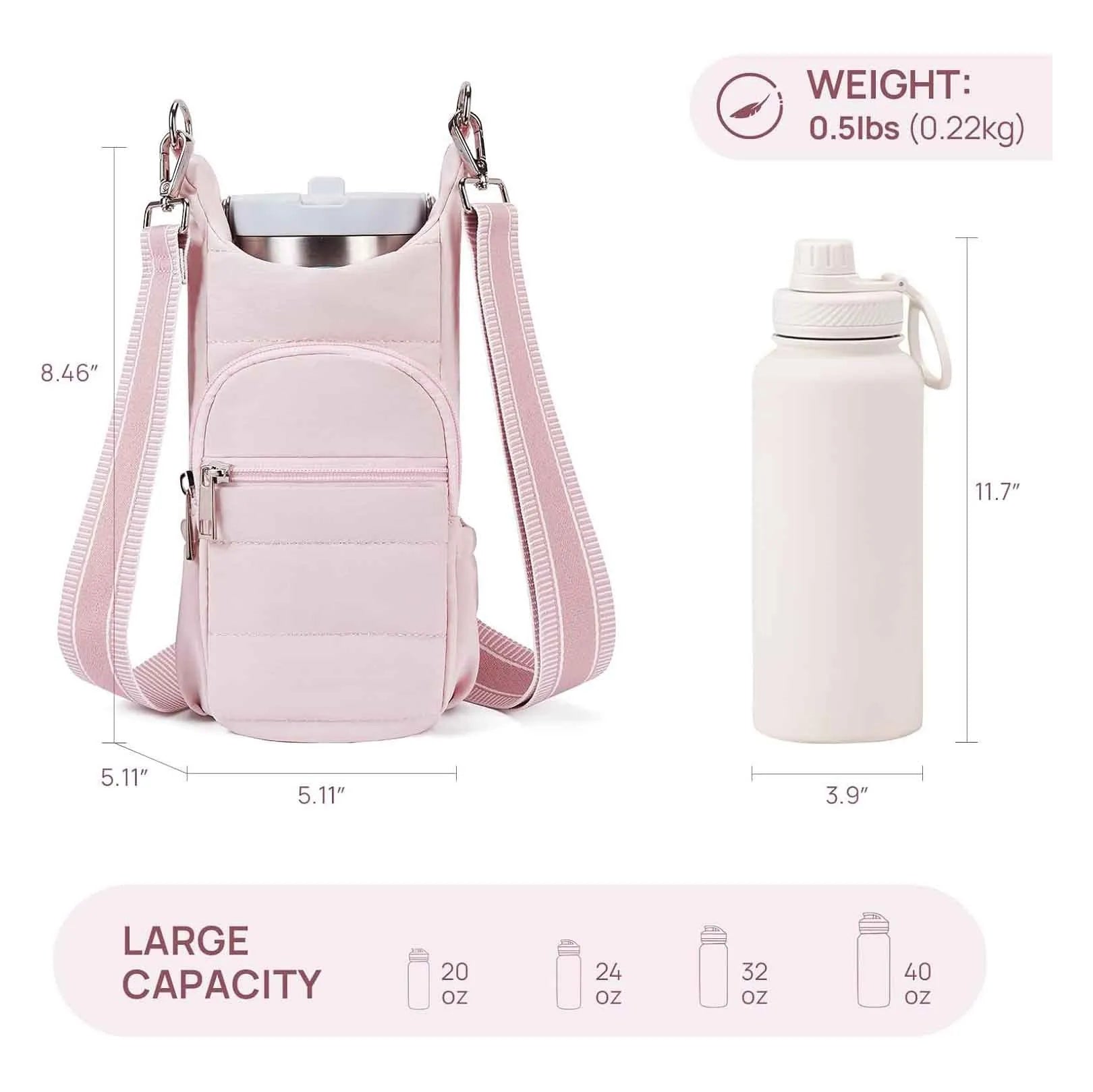 Cloth bicycle water bottle bag in modern simplicity design available in black, pink and beige colours