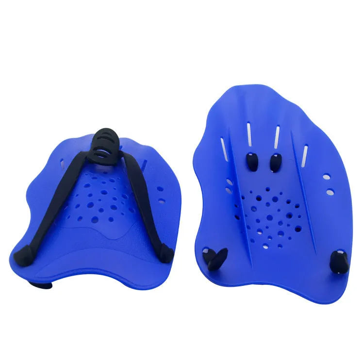 Swimming training paddles in multiple colours with adjustable wrist straps for freestyle stroke technique improvement